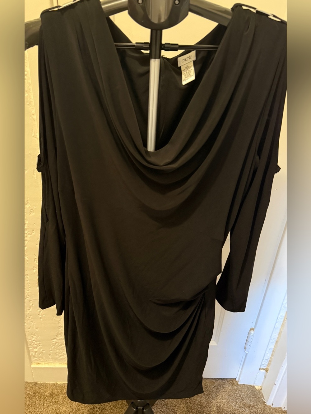Cache cocktail Draped Black Women's Dress with shoulder openings